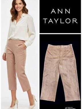 Ann Taylor Faux Suede Crop Pants Pink Size 10